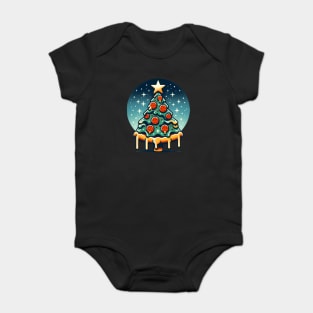 Pizza Xmas Tree, Christmas Style Pizza Lover Baby Bodysuit
